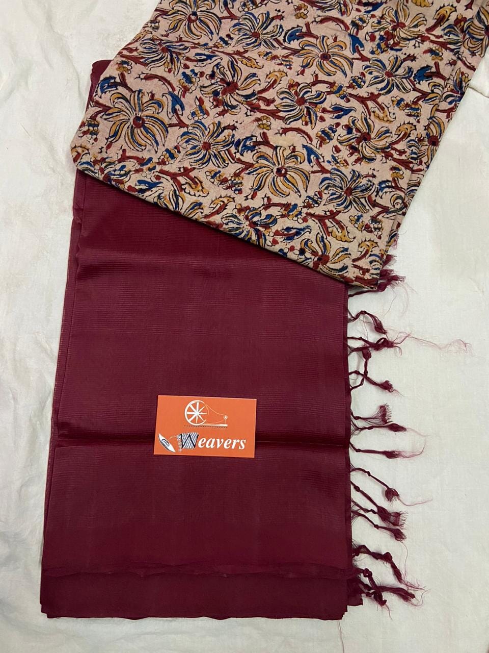 Mangalgiri Silk Cotton Saree with Extra Kalamkari Blouse