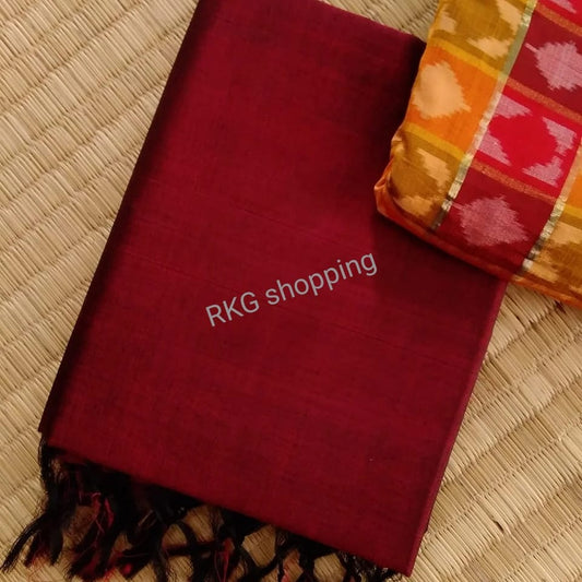 Maroon Mangalagiri Silk Cotton Saree with extra Silk Blouse