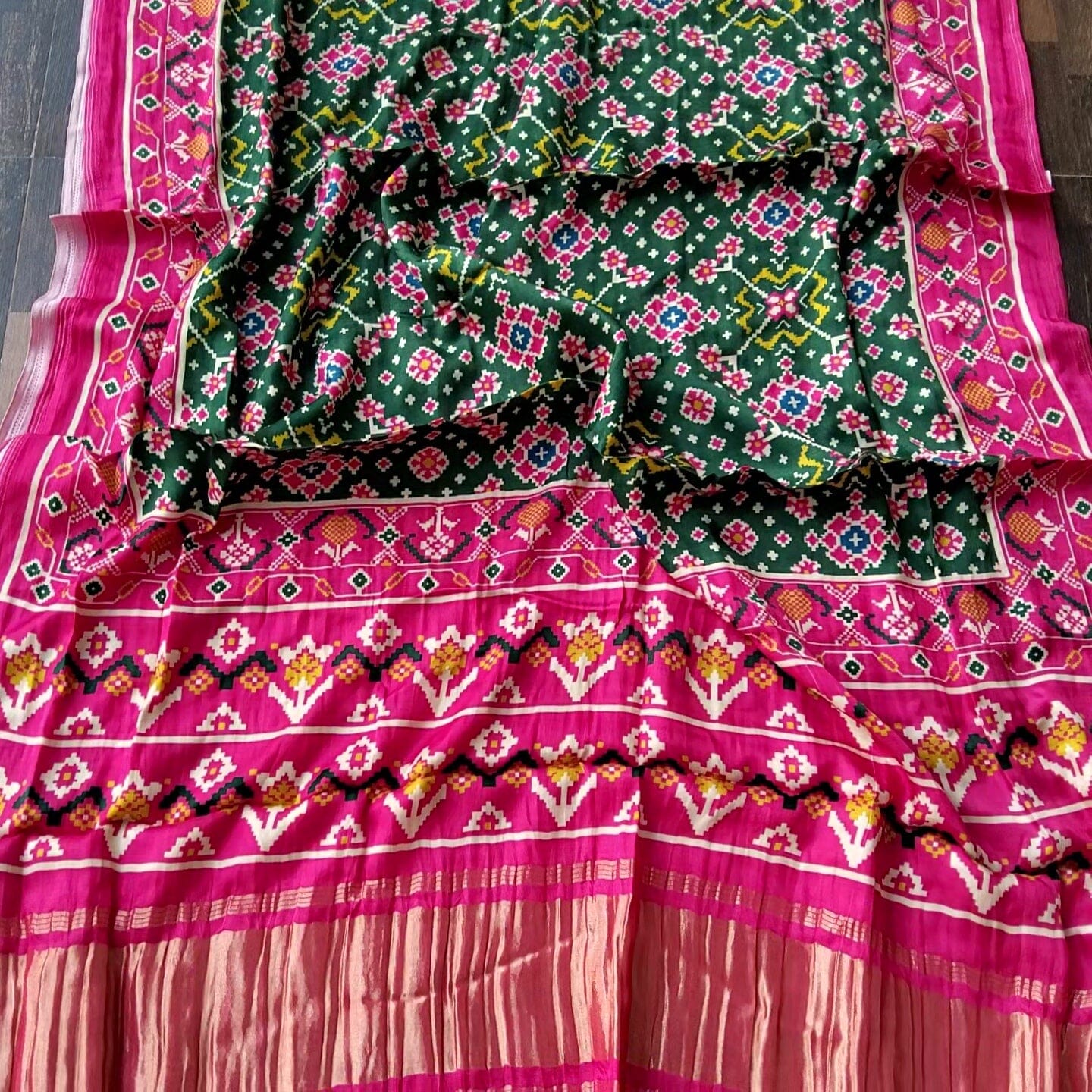 Modal Satin Patola Print Dupatta with Tissue Pallu