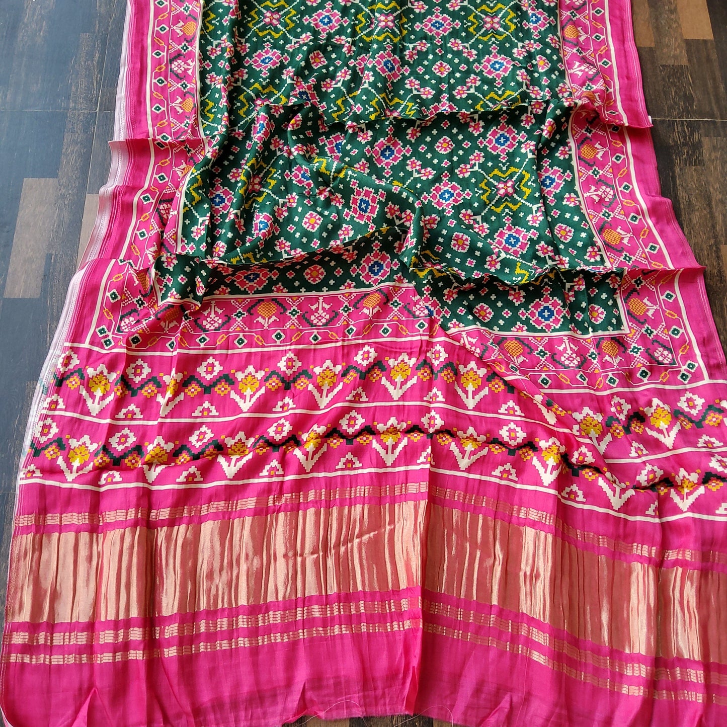 Modal Satin Patola Print Dupatta with Tissue Pallu