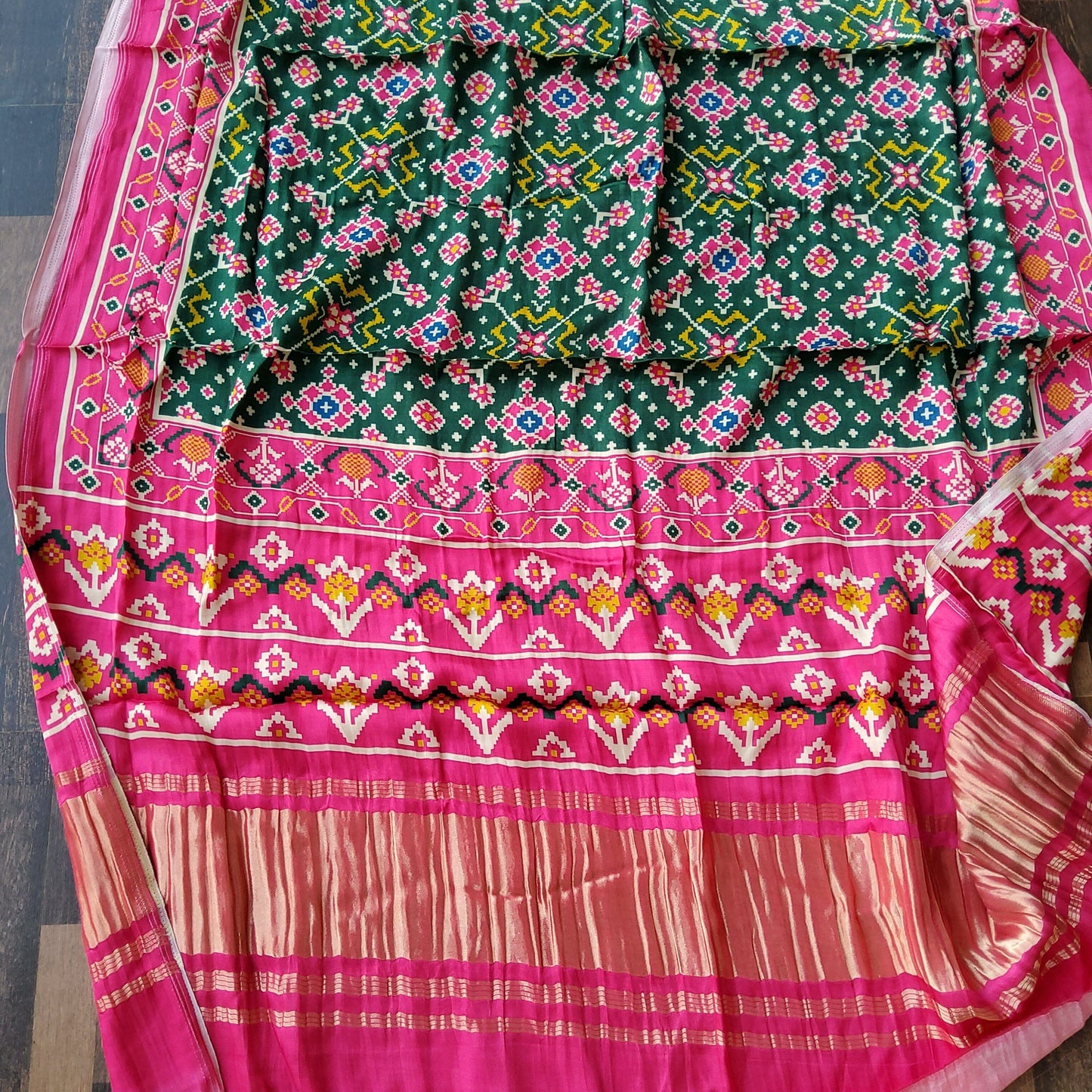 Modal Satin Patola Print Dupatta with Tissue Pallu