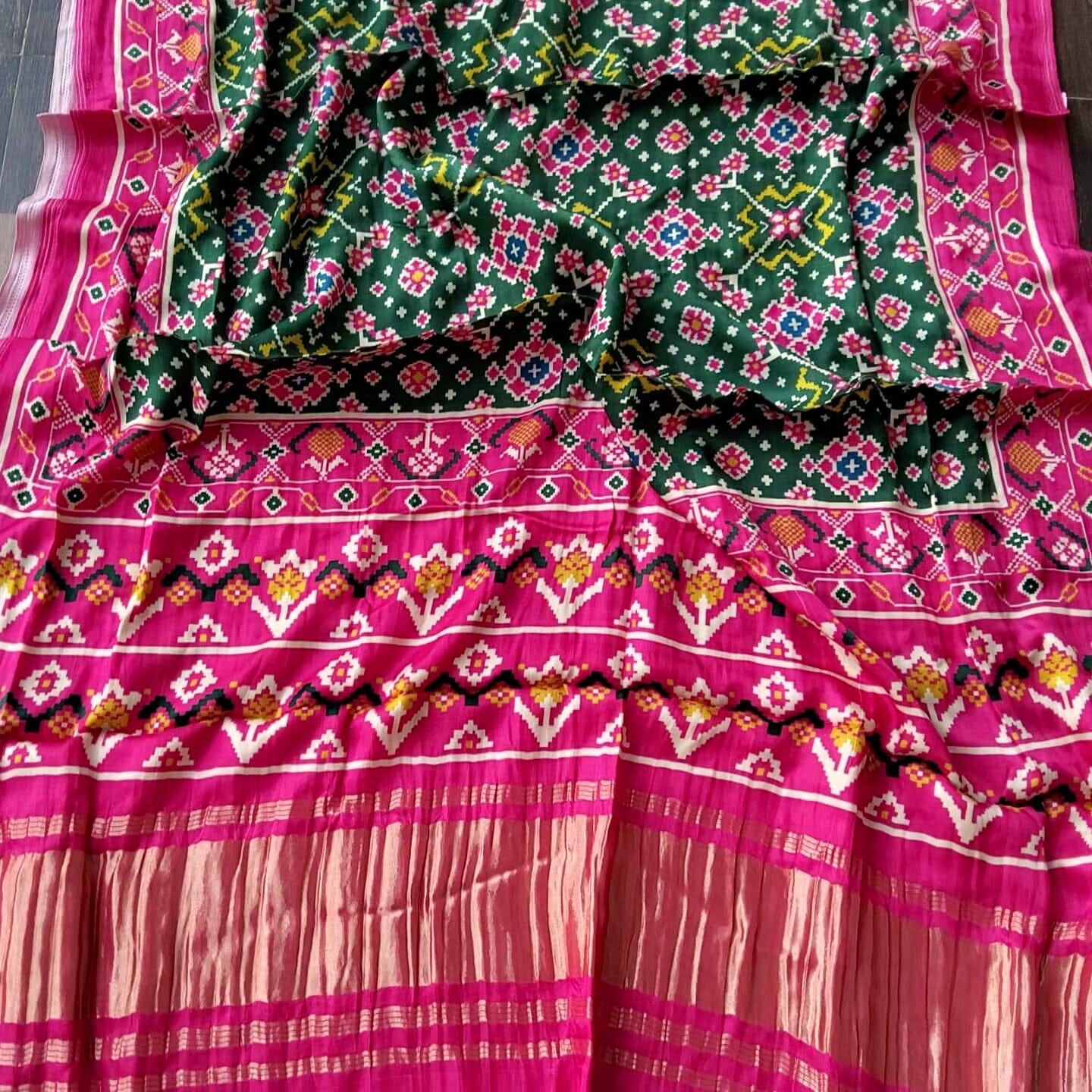 Modal Satin Patola Print Dupatta with Tissue Pallu