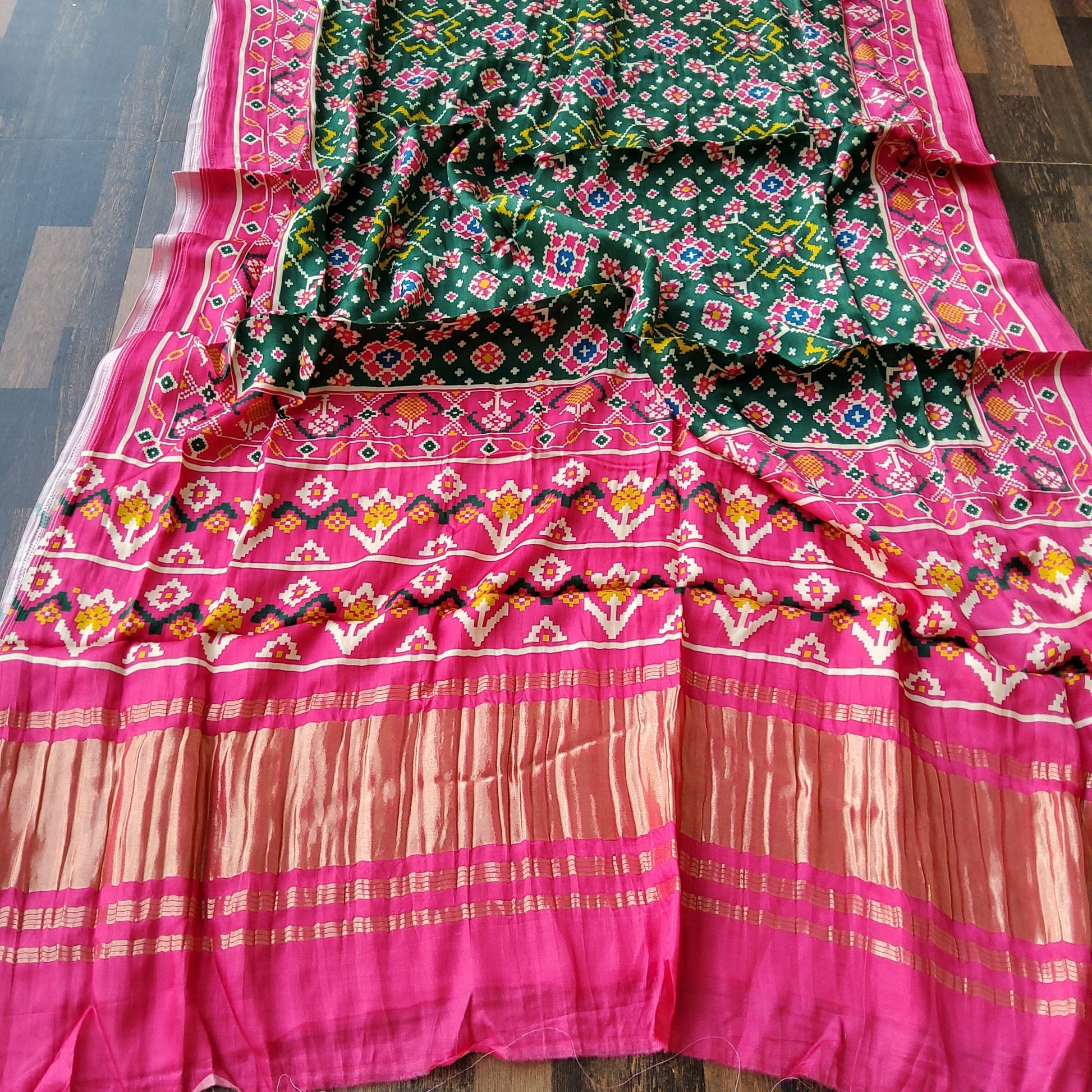 Modal Satin Patola Print Dupatta with Tissue Pallu