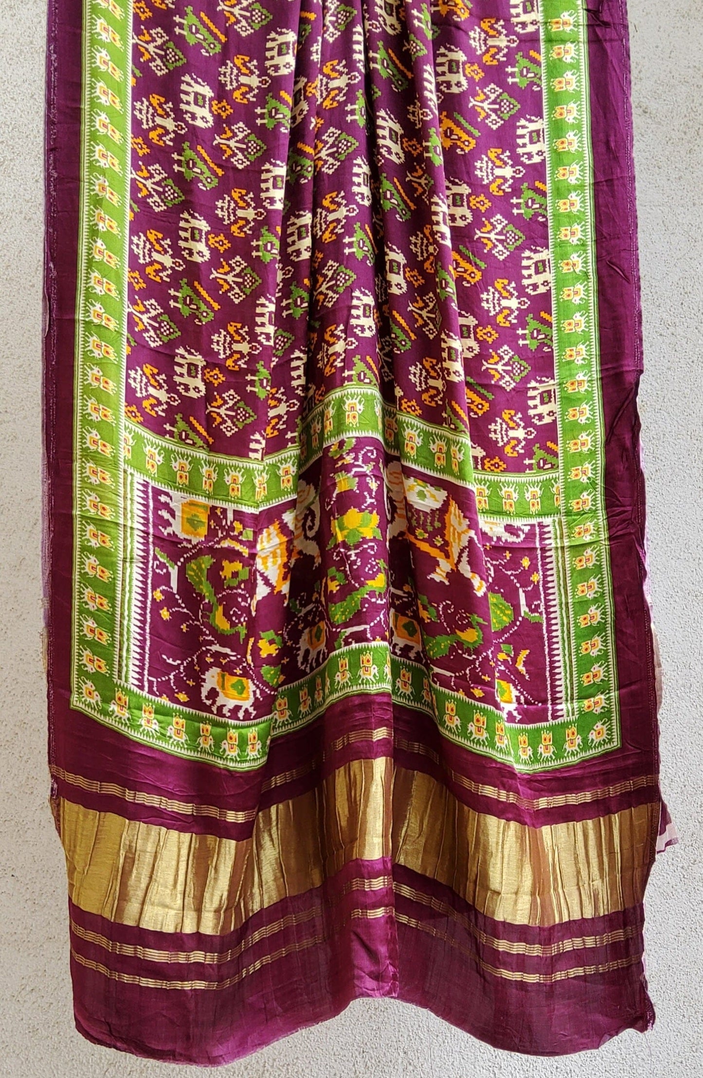 Modal Satin Silk PATOLA Print Dupatta with tissue Pallu