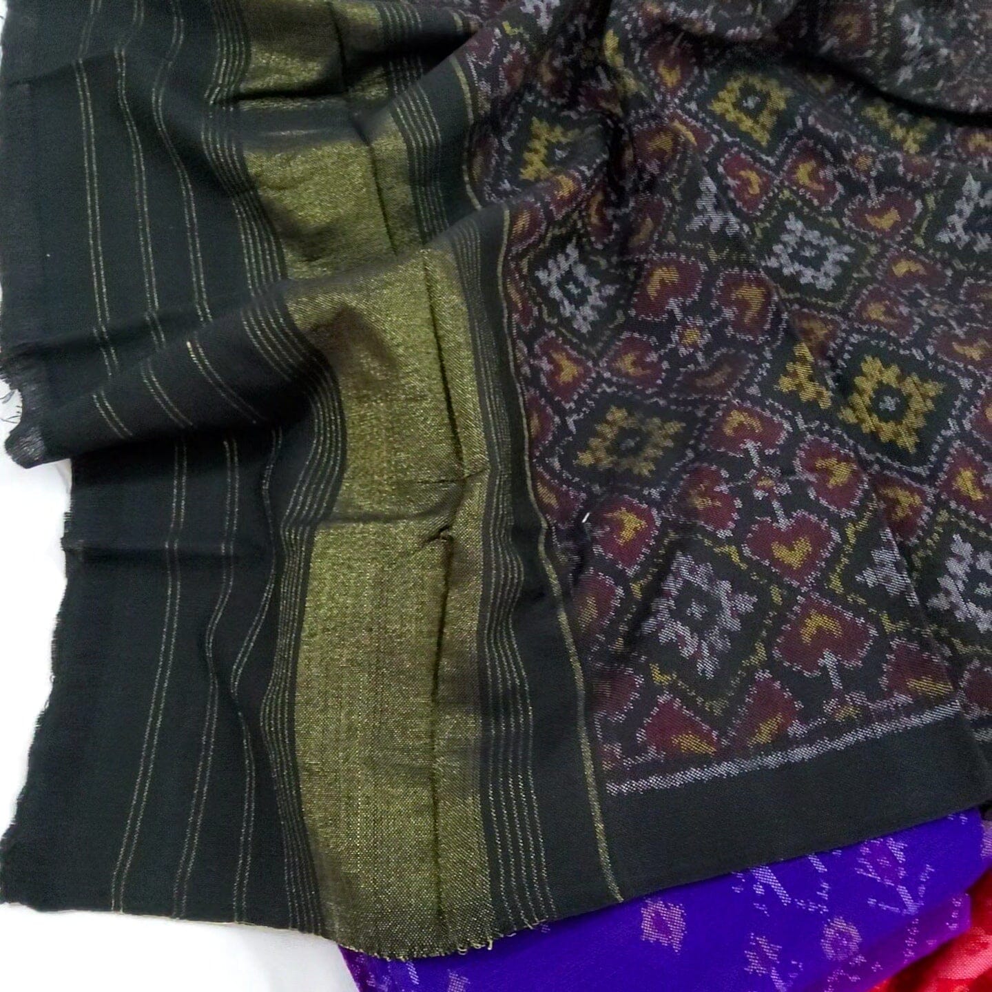 Black PATOLA Hand woven woollen shawl
