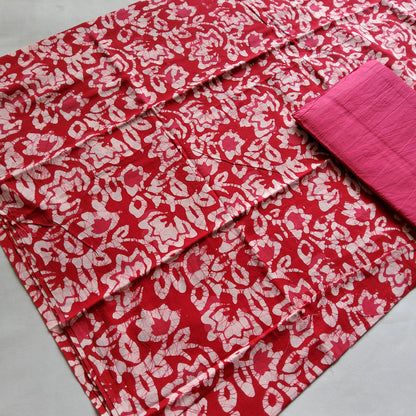 Pink Batik cotton Suit with Kota dupatta