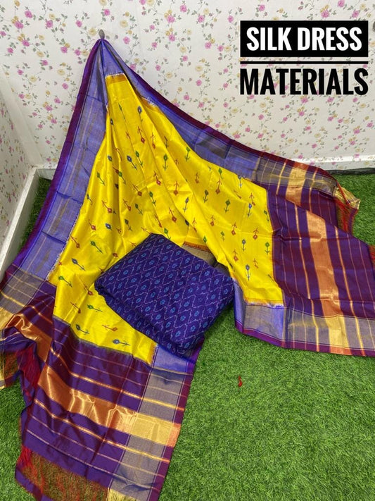 Pochampally ikkat Pure Silk Dress Material