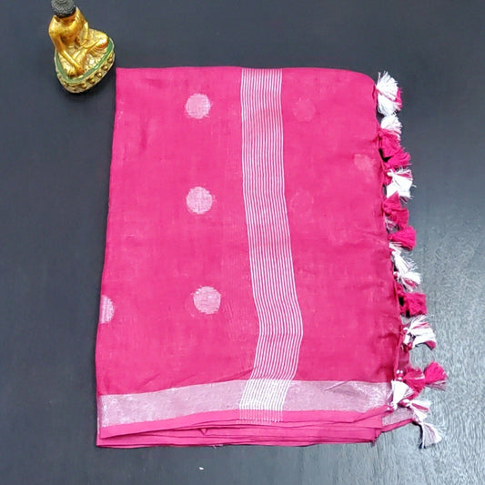 Pure Linen Dupatta with All over bootis and tassels