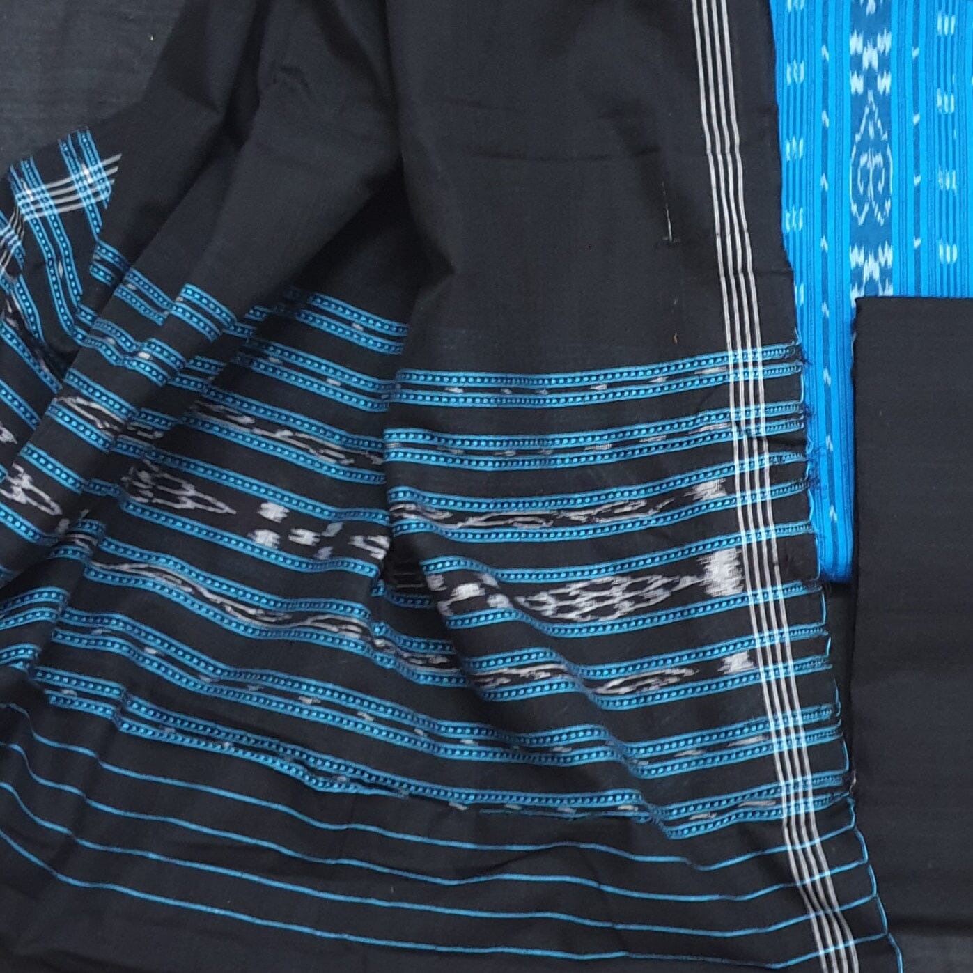 Black and Yellow Sambalpuri cotton Dress material – Boyanika Odisha