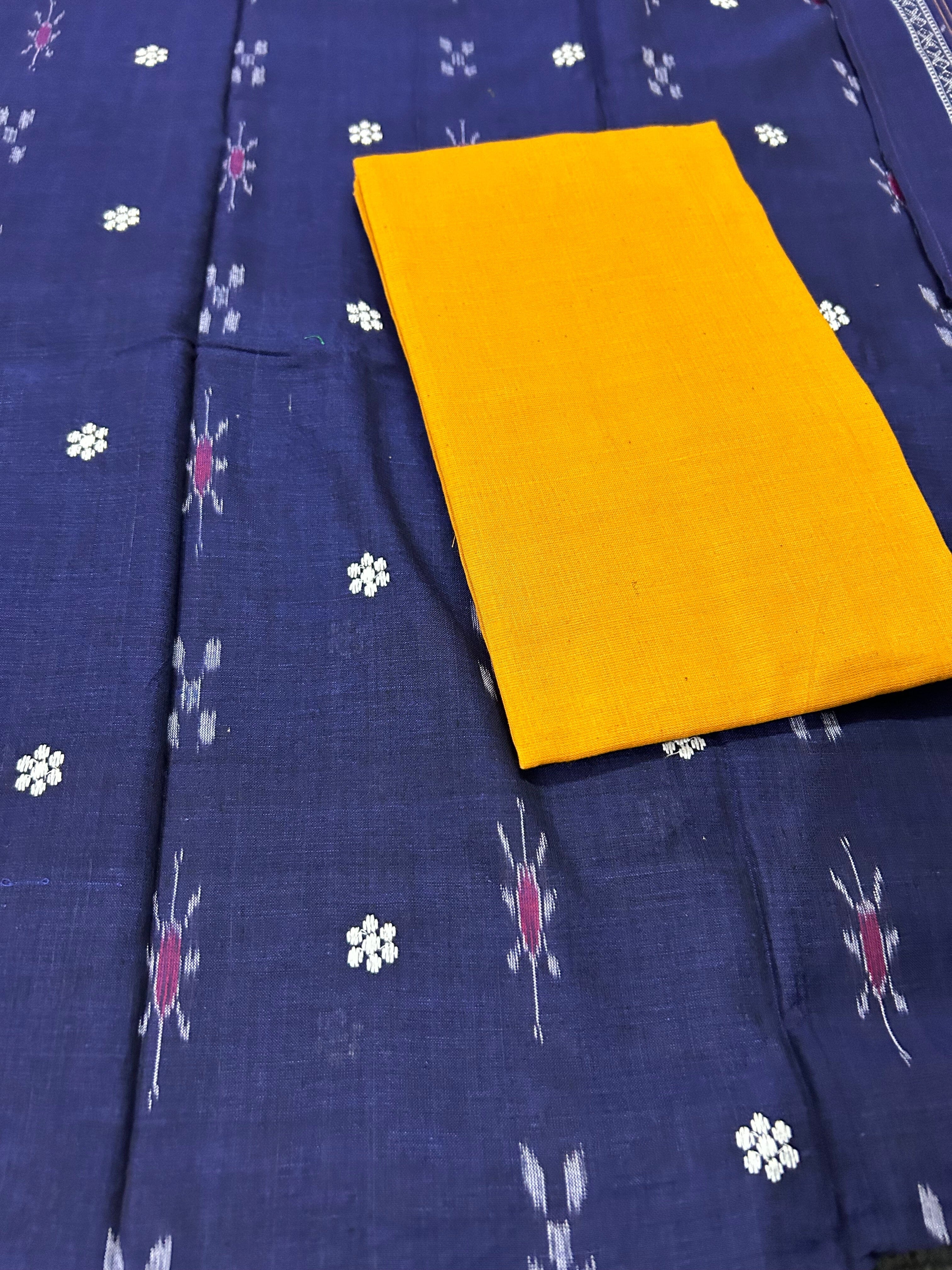 Sambalpuri Handloom Cotton Dress Material Set Green and Red – Utkaladitri