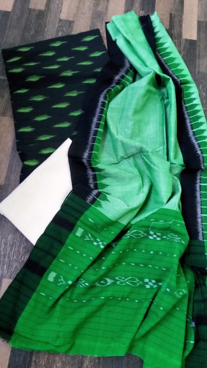 Sky Colour Pasapali Design Sambalpuri Handloom Cotton Dress Materials -  Sambalpuri Handloom Item