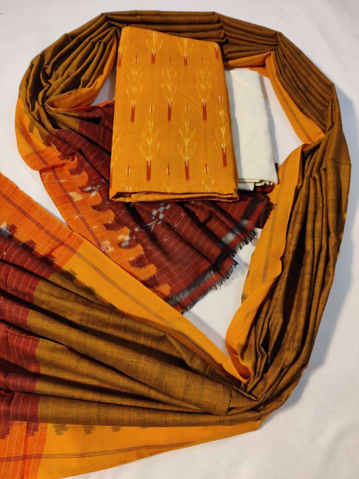 Traditional Indian wear Premium Hand Crafted Sambalpuri IKAT Weave Unstitched Dress Material / Salwar Suits ikkat ikath ikkath