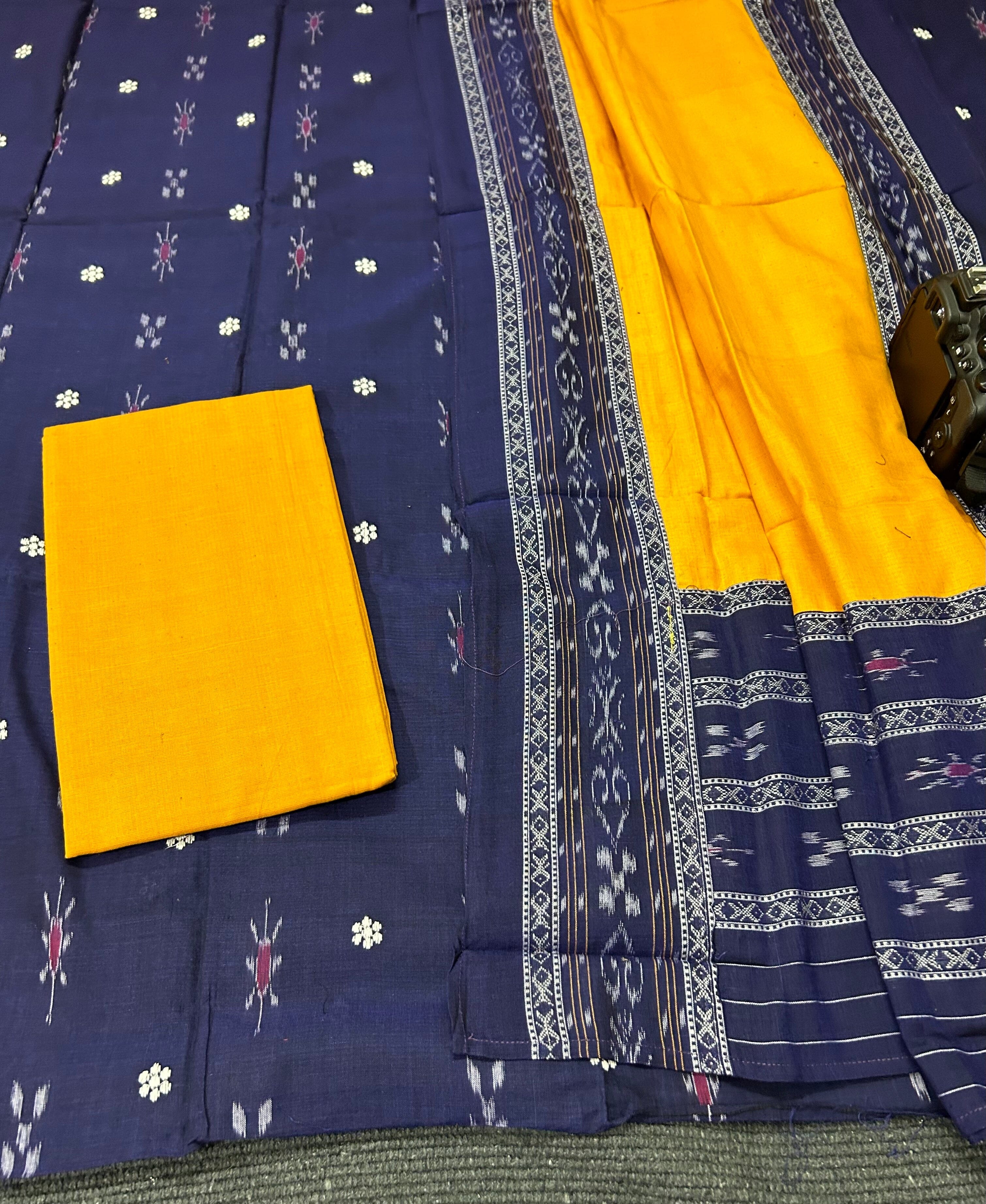 NUAPATANAPATA Odisha Sambalpuri Handloom Woman's Pure Cotton Handloom Dress  Material With Dupatta Bottom Wear 3 Pic Set Sambalpuri dress material  Unstitched NUAPAT40 : Amazon.in: Fashion