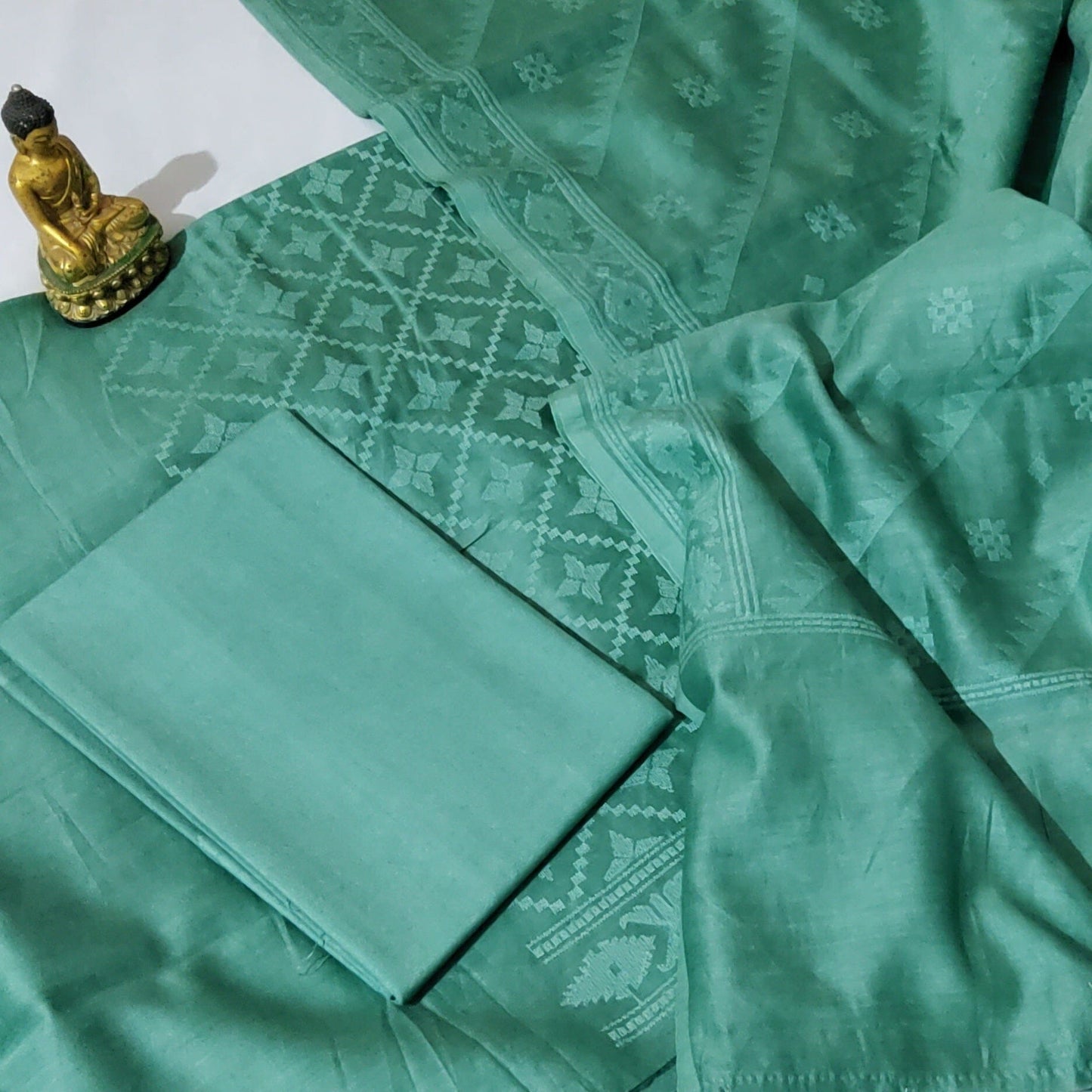 Self Embroidered Resham Silk Chanderi Dress Material