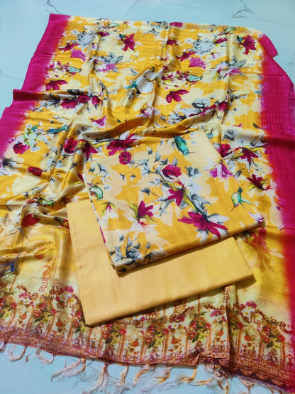 Tussar Silk Digital Print Dress Material