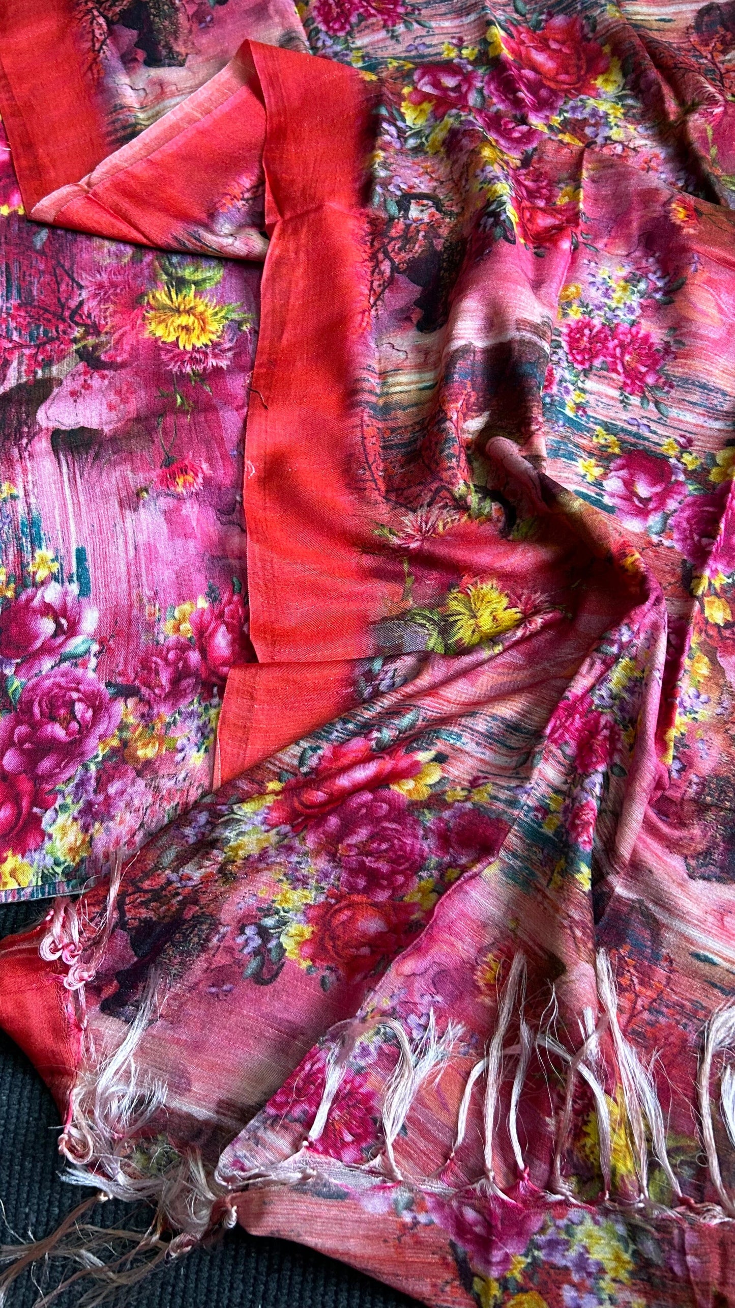 Tussar Silk Digital Print Dress Material