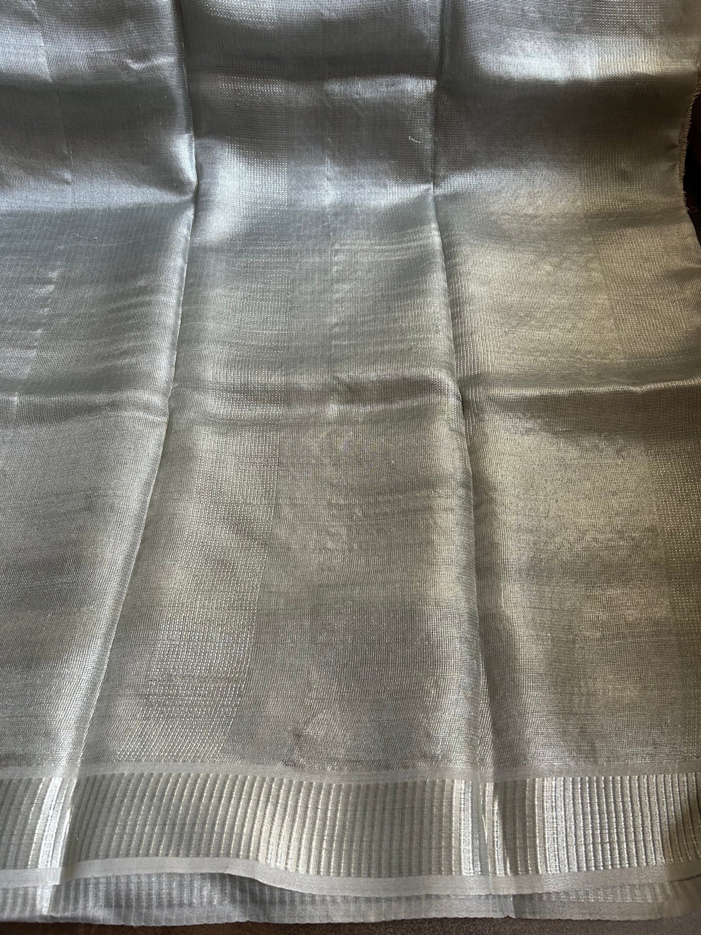 Tissue Linen Silver Handloom Saree with Blouse
