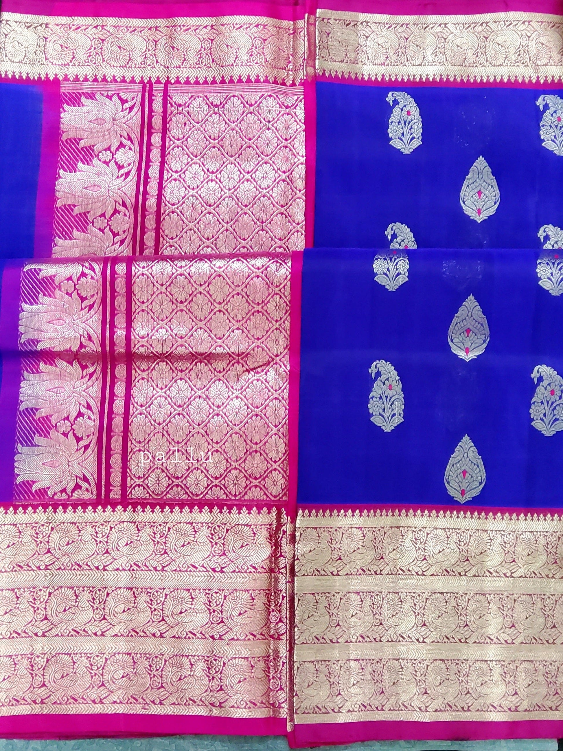 Venkatgiri Pure Silk Saree with Contrast Blouse