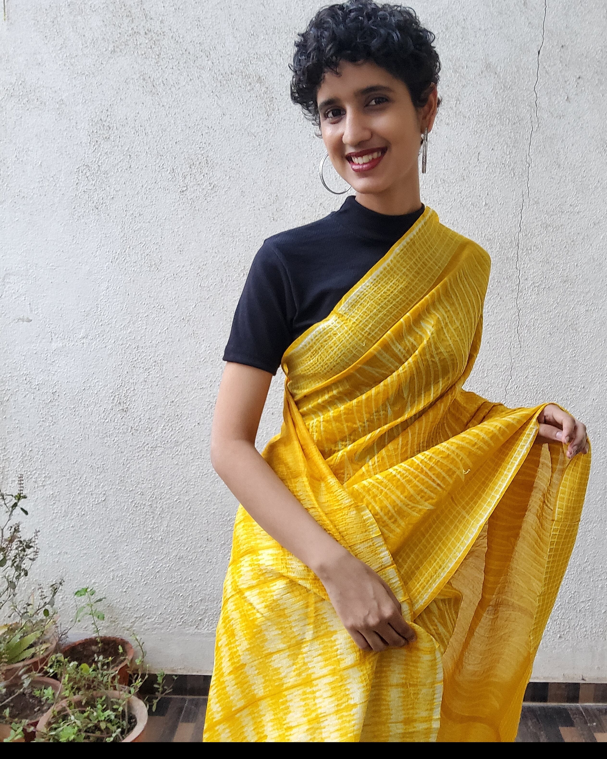 Black Handwoven Chanderi Silk Saree – Beatitude